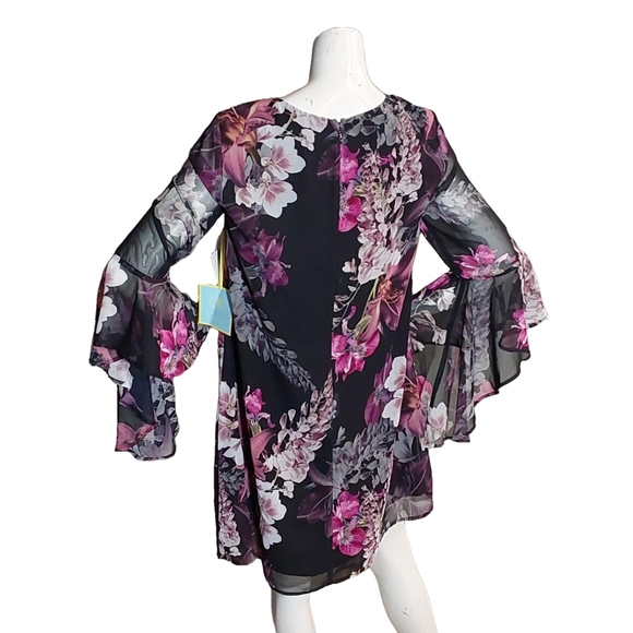 Cece Floral Black and Pink Women's Dress Size 8 - Picture 4 of 4